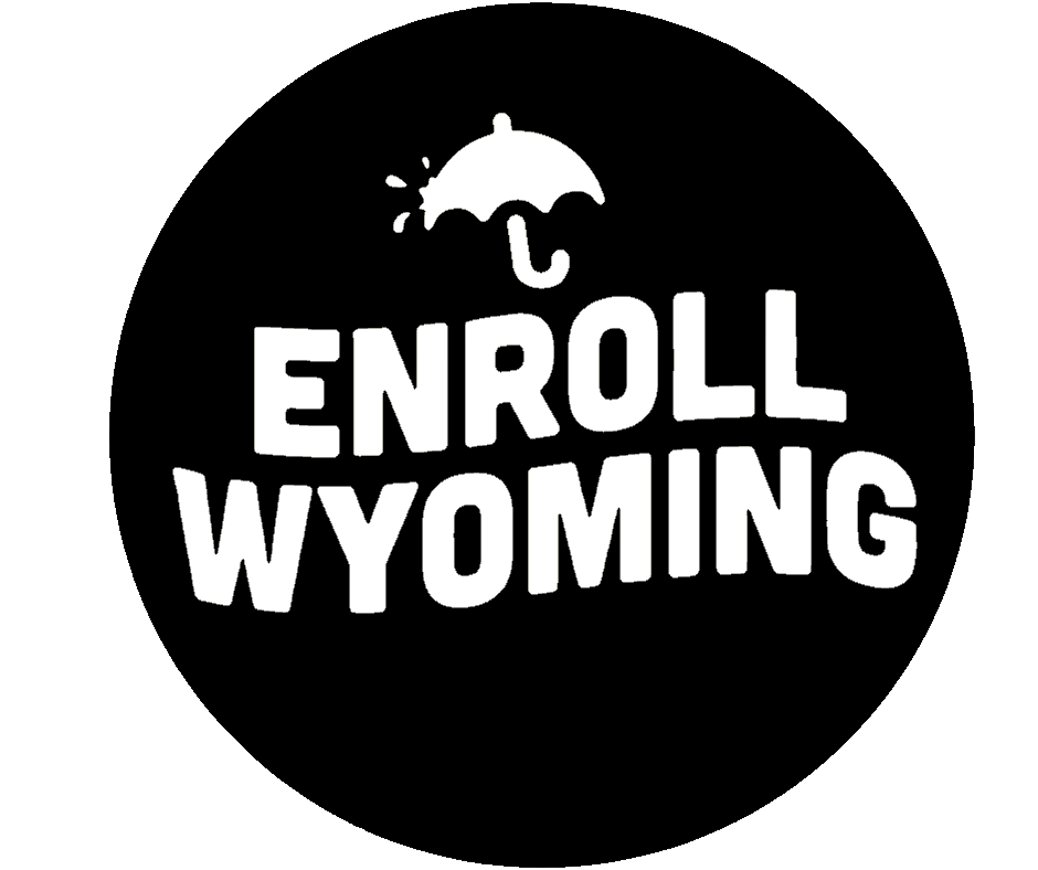 Black and White Enroll Wyoming Logo
